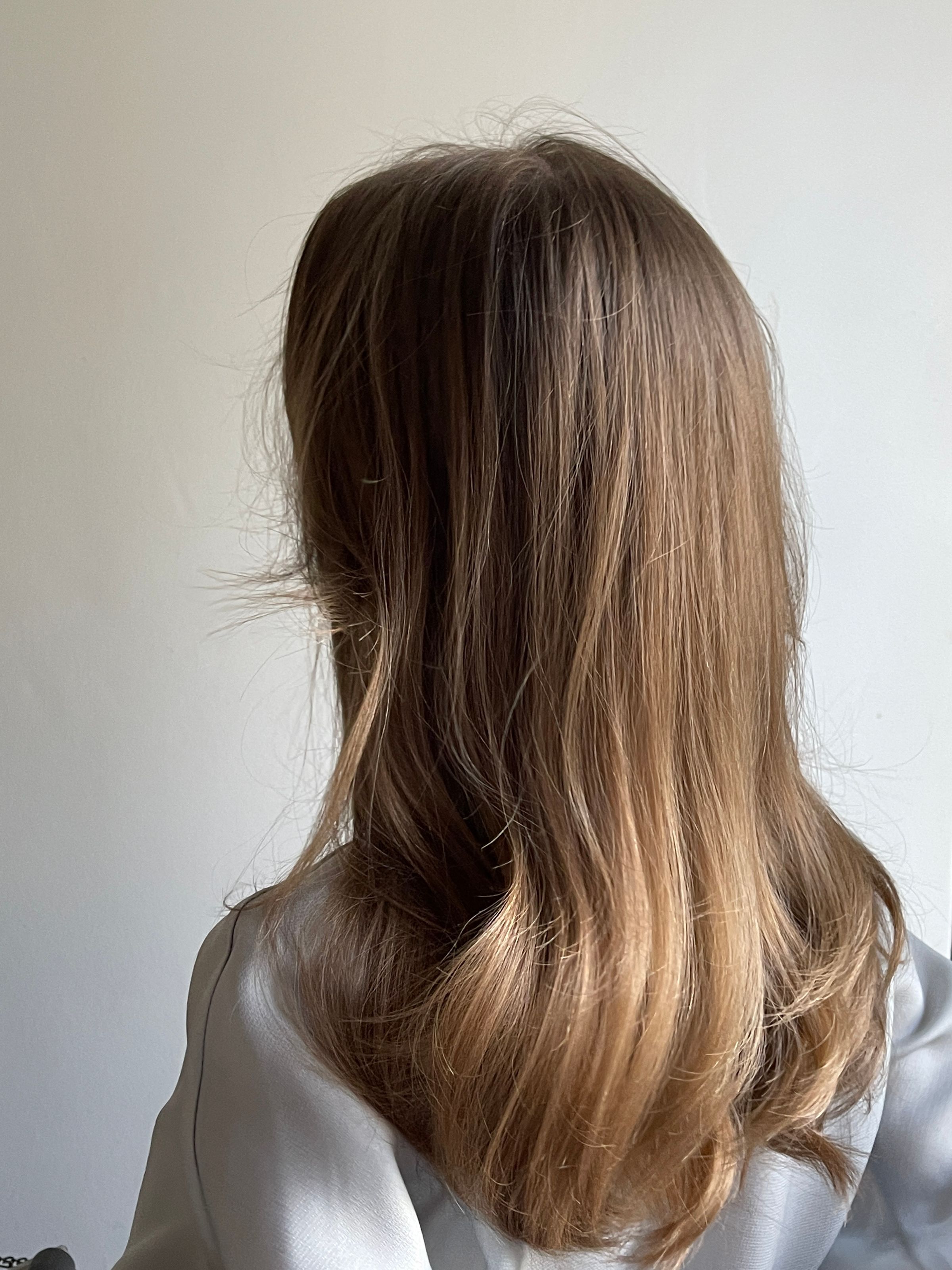 Close-up of long, healthy brown hair